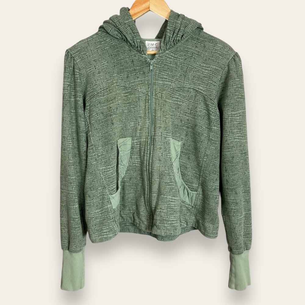 CMC Hoodie‎ Jacket Color Me Cotton Green Zip-Up Women Size Large Athleisure